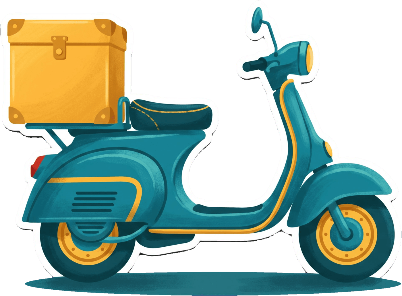 Nachoz delivery scooter with a cheese-yellow food box